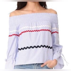 Anthropologie Maeve Stripe Off Shoulder Top